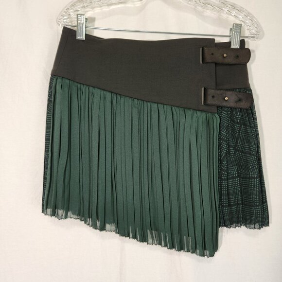 rag & bone Dresses & Skirts - RAG & BONE Y2K Black/Green Pleated Silk Wrap Around Mini Skirt Size 2 LIKE NEW!